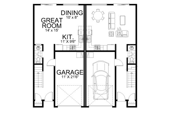 Floor Plan - Main Floor for Contemporary House Plan #112-181 - 3 bed, 2.5 bath