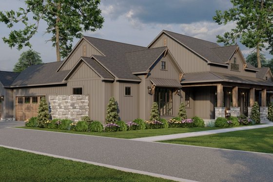 Exterior - Front Elevation 4 for Barndominium House Plan #923-366 - 3 bed, 3.5 bath