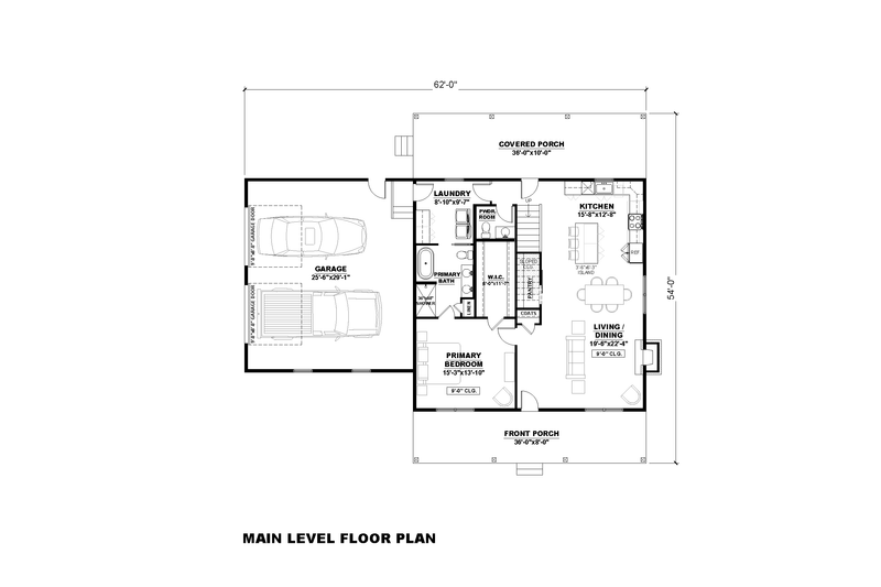 Architectural House Design - Floor Plan - Main Floor for Farmhouse House Plan #1117-35 - 3 bed, 2.5 bath