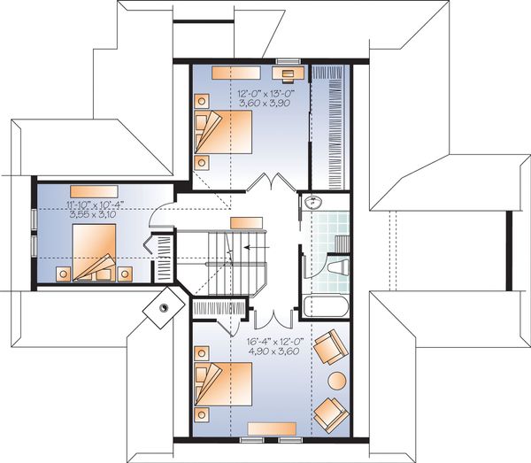 Contemporary Floor Plan - Upper Floor Plan #23-2317