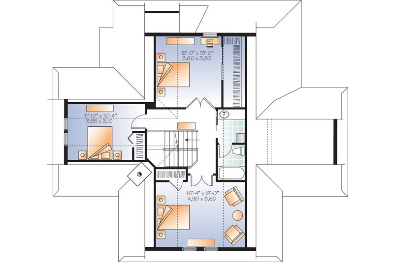 Home Plan - Floor Plan - Upper Floor for Contemporary House Plan #23-2317 - 4 bed, 3 bath