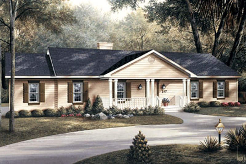 House Design - Exterior - Front Elevation 3 for Ranch House Plan #57-108 - 3 bed, 2 bath