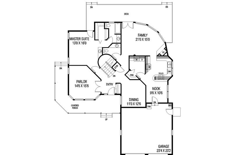 Home Plan - Floor Plan - Main Floor for Country House Plan #60-140 - 3 bed, 2.5 bath