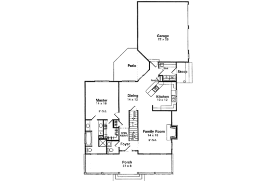 Floor Plan - Main Floor for Country House Plan #41-131 - 3 bed, 2.5 bath
