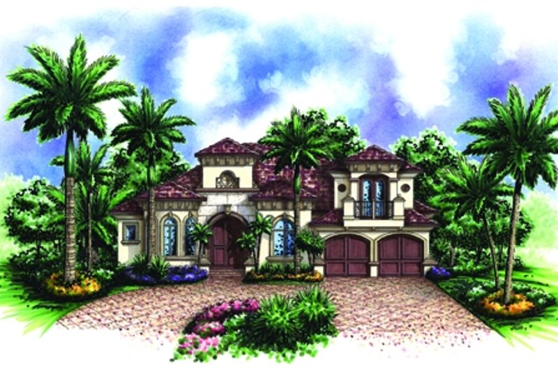 Mediterranean Style House Plan - 4 Beds 3 Baths 3145 Sq/Ft Plan #27-422