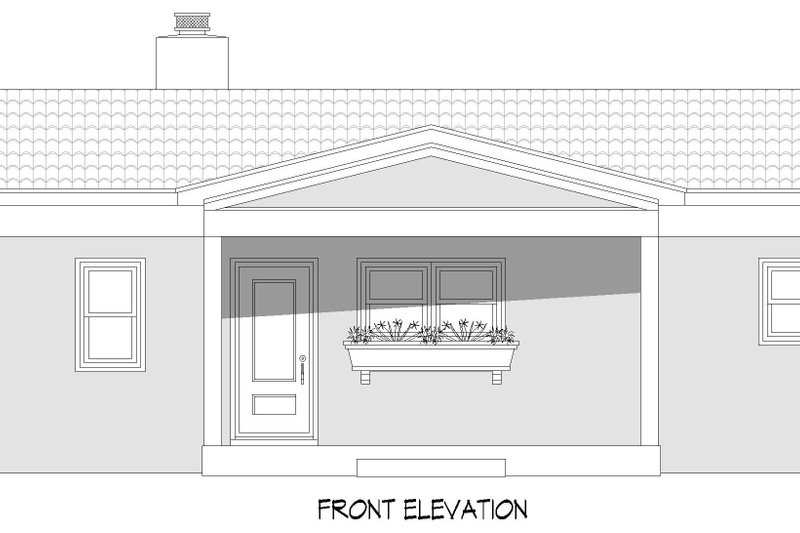 House Blueprint - Exterior - Front Elevation 3 for Southern House Plan #932-1257 - 2 bed, 2 bath