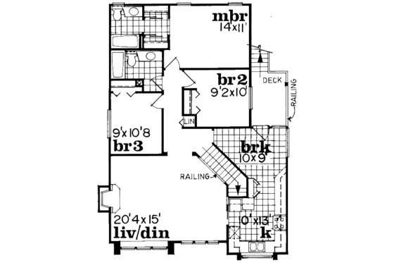 Floor Plan - Upper Floor for Traditional House Plan #47-565 - 3 bed, 2 bath