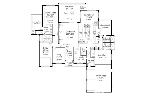 Floor Plan - Main Floor for Contemporary House Plan #938-146 - 3 bed, 3.5 bath