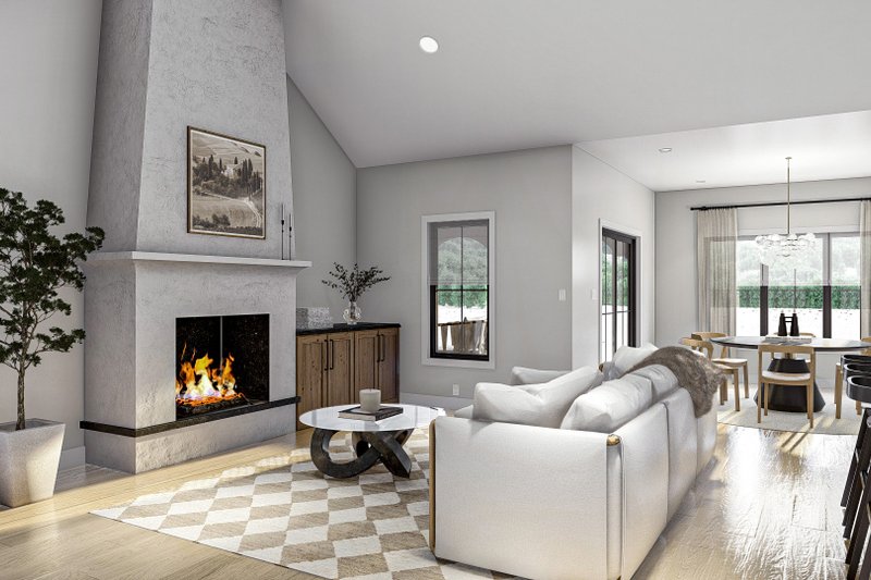 House Blueprint - Interior - Family Room 1 for Mediterranean House Plan #455-660 - 3 bed, 2 bath