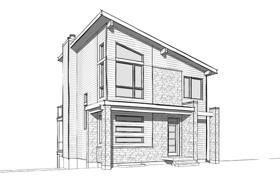 Exterior - Front Elevation 1 for Contemporary House Plan #23-2660 - 2 bed, 1 bath