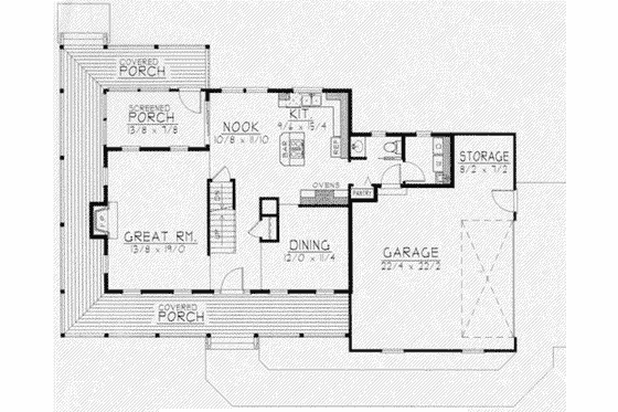 Floor Plan - Main Floor for Traditional House Plan #112-121 - 3 bed, 2.5 bath