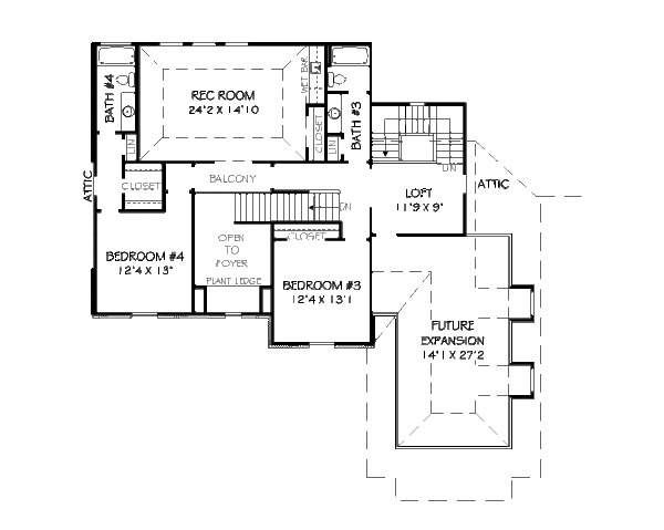 European Floor Plan - Upper Floor Plan #424-218