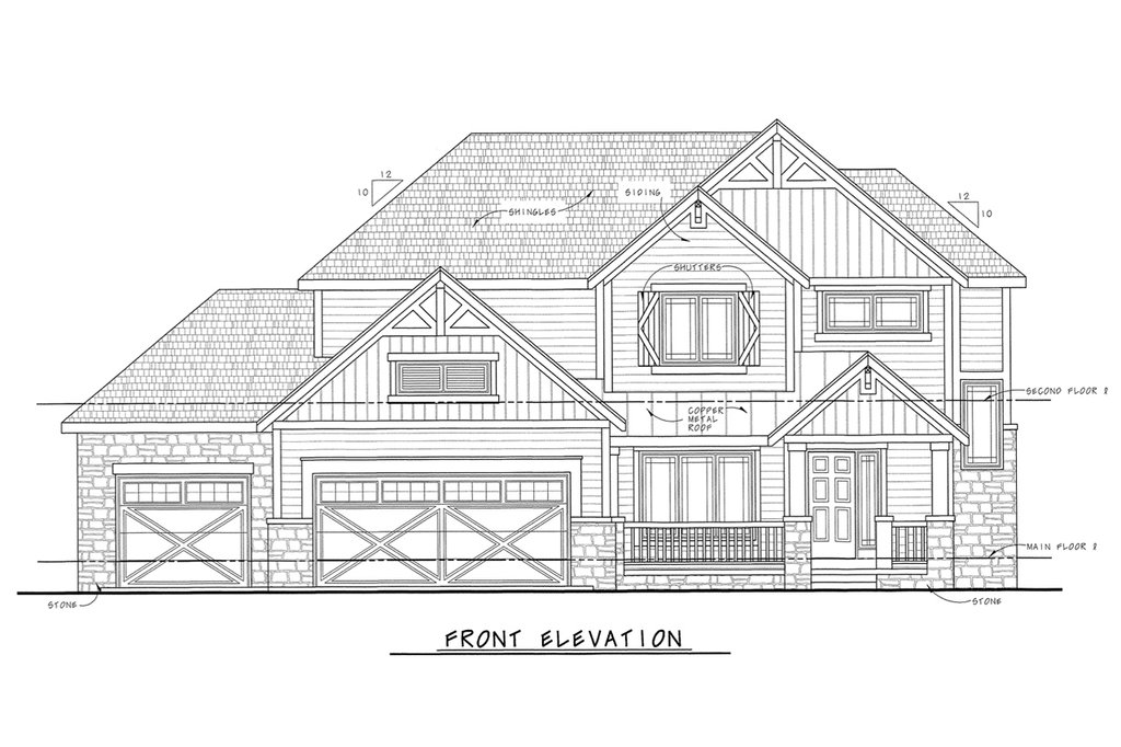 Exterior - Front Elevation 8 for Craftsman House Plan #20-2127 - 4 bed, 3.5 bath