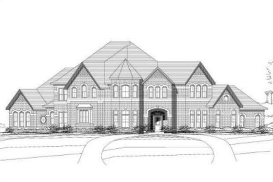 Exterior - Front Elevation for European House Plan #411-217 - 4 bed, 4 bath