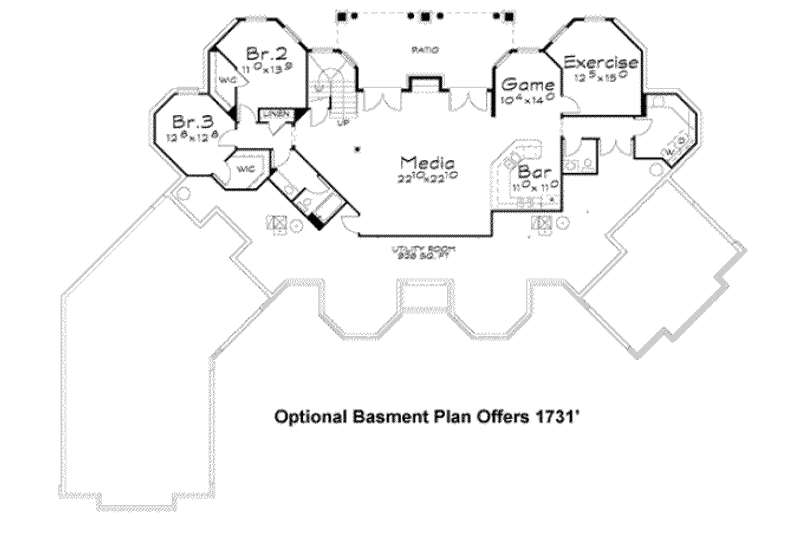 Home Plan - Floor Plan - Lower Floor for European House Plan #20-1843 - 4 bed, 3 bath