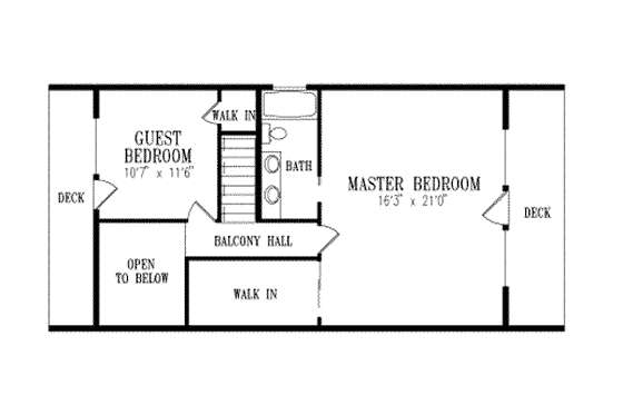 Floor Plan - Upper Floor for Farmhouse House Plan #1-215 - 2 bed, 2 bath