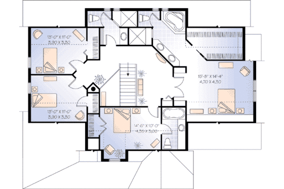 Floor Plan - Upper Floor for Traditional House Plan #23-534 - 4 bed, 3.5 bath