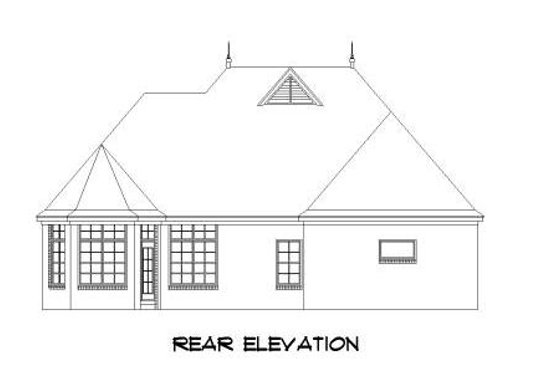 Exterior - Rear Elevation for European House Plan #424-16 - 3 bed, 2 bath