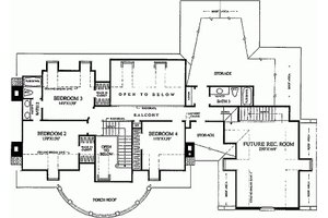 Floor Plan - Upper Floor for Classical House Plan #137-127 - 4 bed, 3 bath