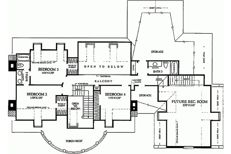 Home Plan - Floor Plan - Upper Floor for Classical House Plan #137-127 - 4 bed, 3 bath
