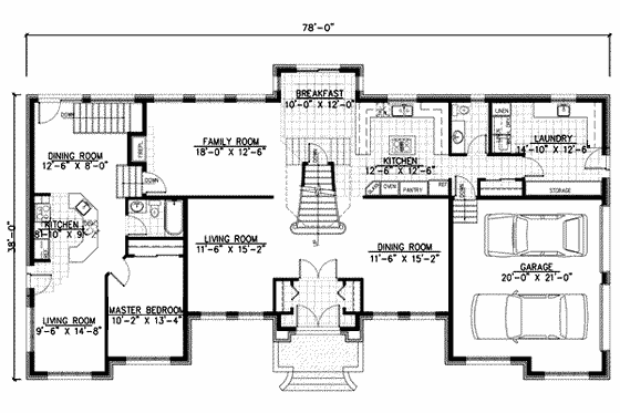 Floor Plan - Main Floor for European House Plan #138-136 - 5 bed, 3.5 bath