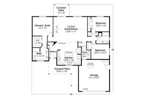 Floor Plan - Main Floor for Ranch House Plan #124-1353 - 3 bed, 2 bath