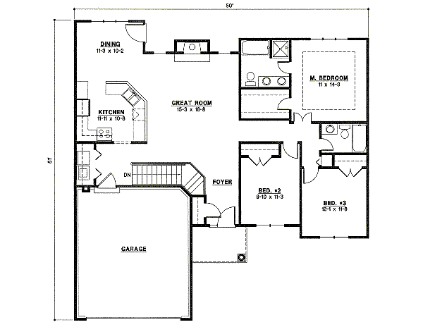 Ranch Floor Plan - Main Floor Plan #67-782
