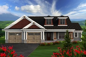 Ranch Exterior - Front Elevation Plan #70-1164