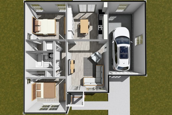House Plan Design - Floor Plan - Main Floor 1 for Cottage House Plan #513-2394 - 2 bed, 1 bath