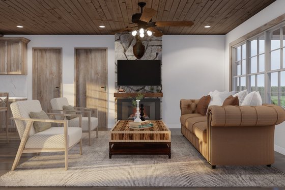 Interior - Family Room for Cabin House Plan #923-374 - 3 bed, 3.5 bath