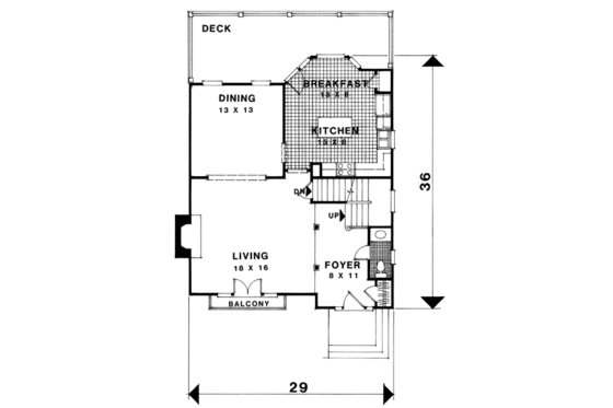 Floor Plan - Main Floor for European House Plan #56-155 - 3 bed, 2.5 bath