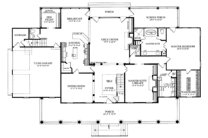 Floor Plan - Main Floor for Farmhouse House Plan #137-190 - 4 bed, 3.5 bath