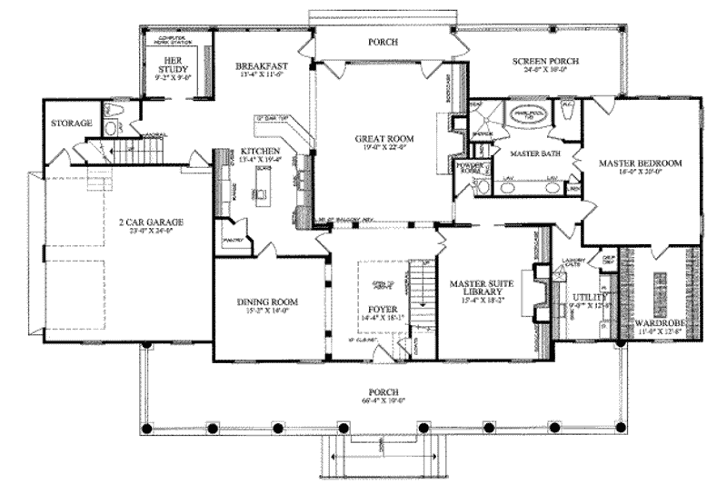 Home Plan - Floor Plan - Main Floor for Farmhouse House Plan #137-190 - 4 bed, 3.5 bath