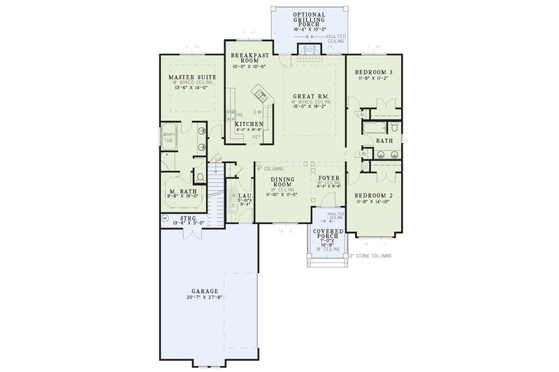 Dream House Plan - Floor Plan - Main Floor for Craftsman House Plan #17-2910 - 3 bed, 2 bath