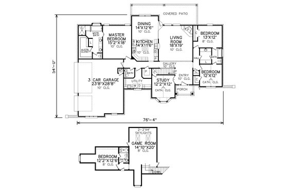 Floor Plan - Main Floor for European House Plan #65-542 - 4 bed, 3.5 bath