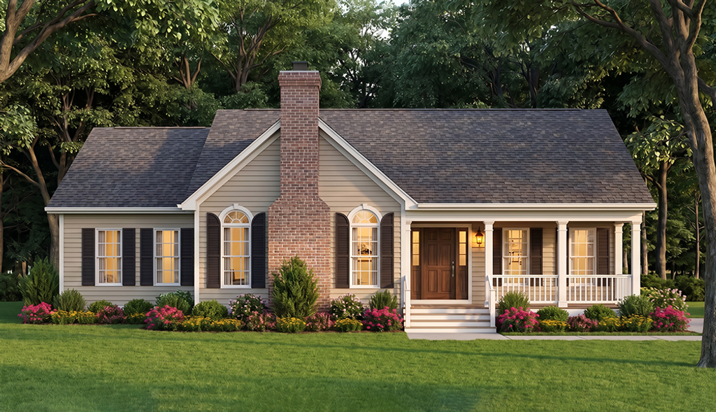 Exterior - Front Elevation 2 for Traditional House Plan #406-247 - 3 bed, 2 bath