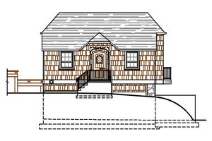 Exterior - Rear Elevation for Craftsman House Plan #487-3 - 1 bed, 1 bath