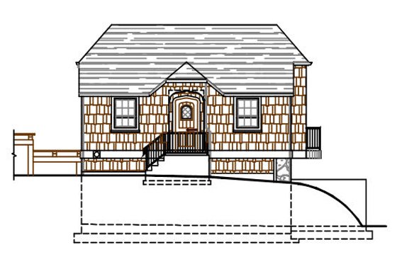 Exterior - Rear Elevation for Craftsman House Plan #487-3 - 1 bed, 1 bath