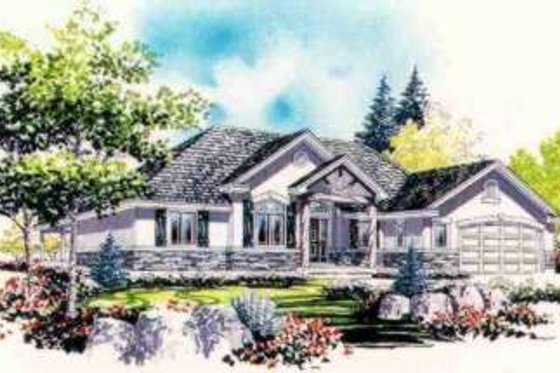 Exterior - Front Elevation for Ranch House Plan #308-204 - 3 bed, 2 bath