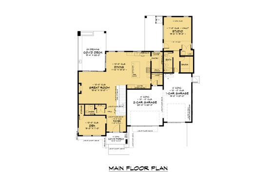 Floor Plan - Main Floor for Contemporary House Plan #1066-147 - 4 bed, 3 bath