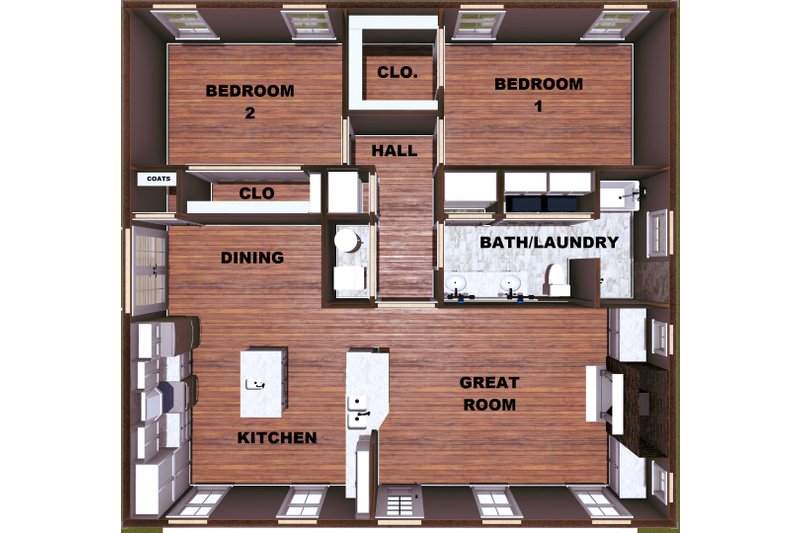 Home Plan - Floor Plan - Other Floor for Farmhouse House Plan #44-233 - 2 bed, 1 bath