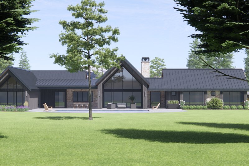 House Design - Exterior - Rear Elevation for Modern House Plan #1096-48 - 4 bed, 3.5 bath