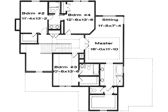 Floor Plan - Upper Floor for Traditional House Plan #6-147 - 4 bed, 3.5 bath
