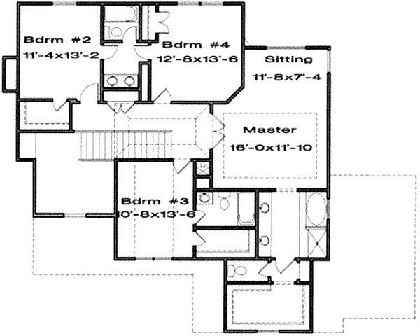 Traditional Floor Plan - Upper Floor Plan #6-147