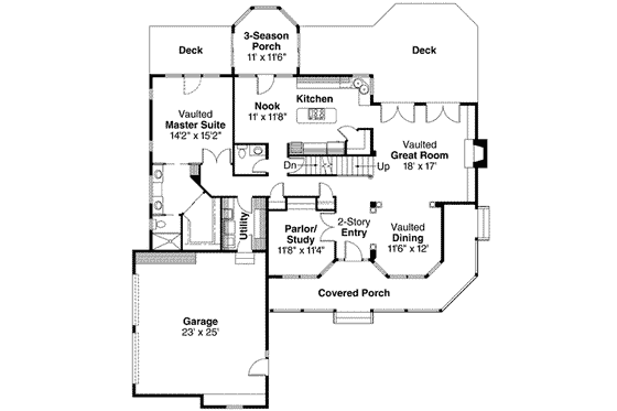 Floor Plan - Main Floor for Farmhouse House Plan #124-189 - 3 bed, 2.5 bath