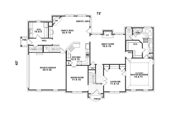 Floor Plan - Main Floor for European House Plan #81-322 - 4 bed, 3.5 bath