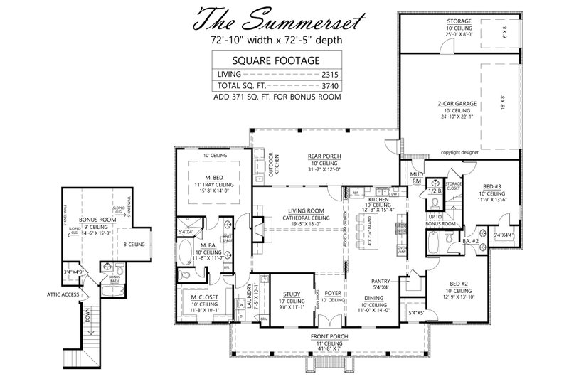 Architectural House Design - Floor Plan - Main Floor for Farmhouse House Plan #1074-86 - 3 bed, 2.5 bath