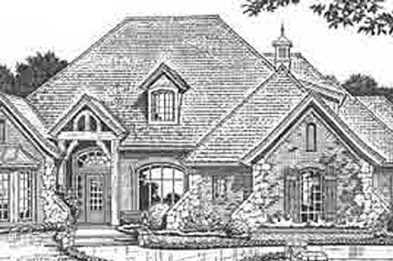 Exterior - Front Elevation for European House Plan #310-228 - 5 bed, 4.5 bath