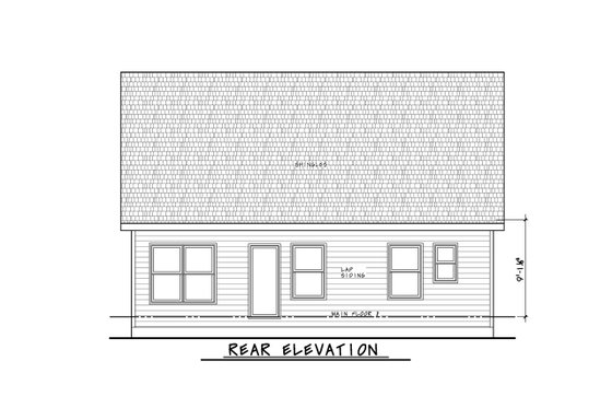 Exterior - Rear Elevation for Farmhouse House Plan #20-2479 - 3 bed, 2 bath