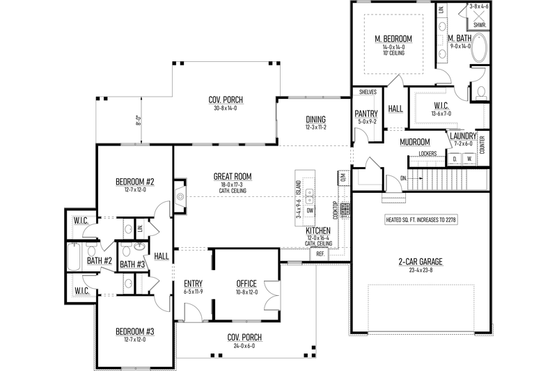Home Plan - Floor Plan - Main Floor 1 for Farmhouse House Plan #1093-1 - 3 bed, 2.5 bath